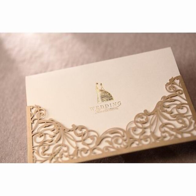  Hülle & Taschenformat Hochzeits-Einladungen Musterexemplar einer Einladung Klassicher Stil Perlenpapier 6 ½