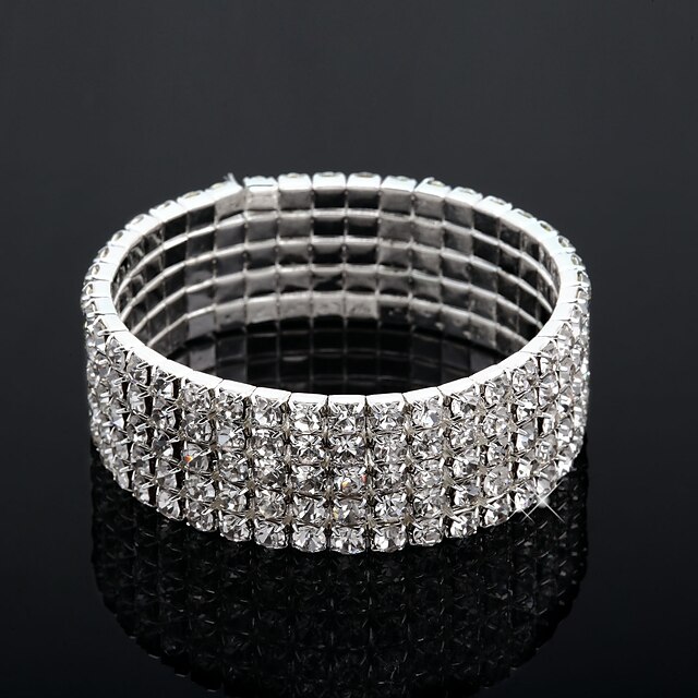  Bracelet Jonc Femme Multirang Clair Mode Multicouches Bracelet Bijoux Argent Forme de Cercle pour Mariage Cadeau Fiançailles