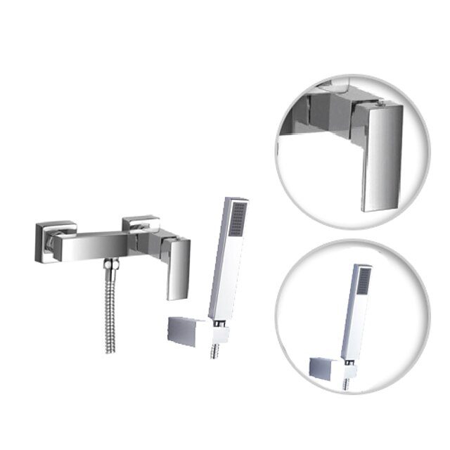  Shower Faucet Set - Handshower Included Contemporary Chrome Wall Mounted Ceramic Valve Bath Shower Mixer Taps / Brass