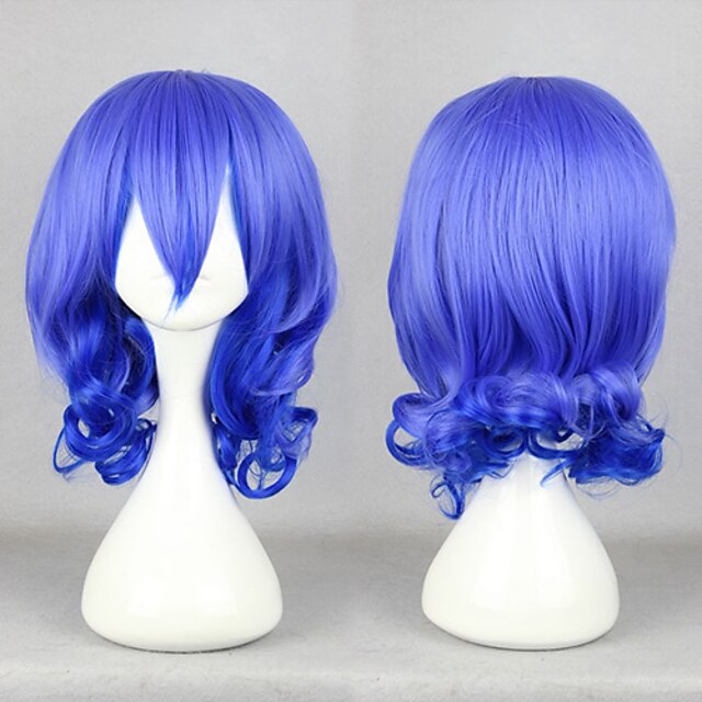  Cosplay Wigs Karneval Cosplay Blue Medium Anime Cosplay Wigs 45 CM Male / Female
