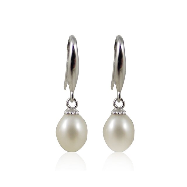  Damen Elfenbein Perlen Tropfen-Ohrringe Sterling Silber Silber Ohrringe Schmuck Silber Für