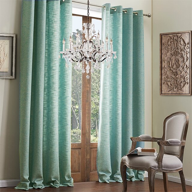  Curtains Drapes Living Room Solid Colored Polyester / Cotton Blend / Faux Linen