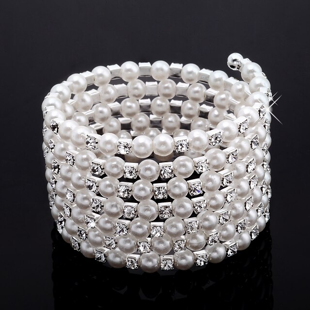  dames élégantes des strass brin / tennis bracelet en perle blanche