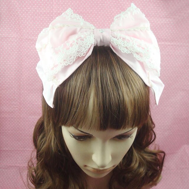  Hasenmädchen Prinzessin Lolita Accessoires Kopfbedeckung Stirnband nette Art Damen Rosa Solide Schleife Kopfbedeckung Spitze Baumwolle Kostüme