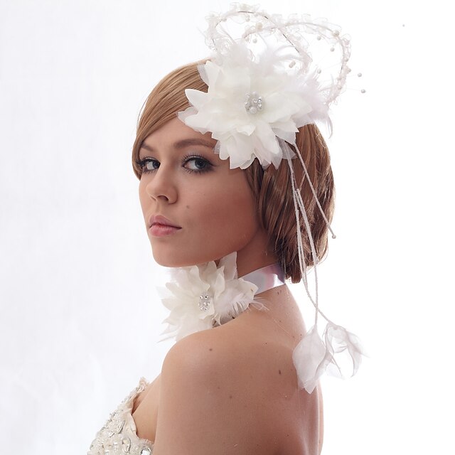  Smukke Silk Screen Med Feathers bryllup / Bride hovedklæde blomst
