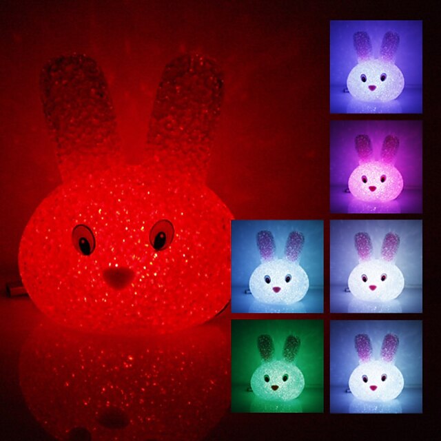  Crystal Kanin Formad färgskiftande LED Night Light (USB)