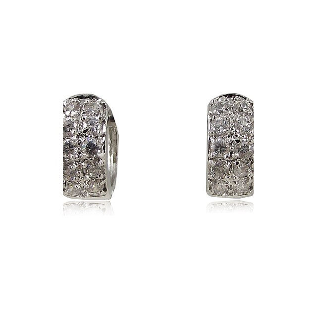  Clear Cubic Zirconia Regular Classic Earrings Jewelry Silver For Party