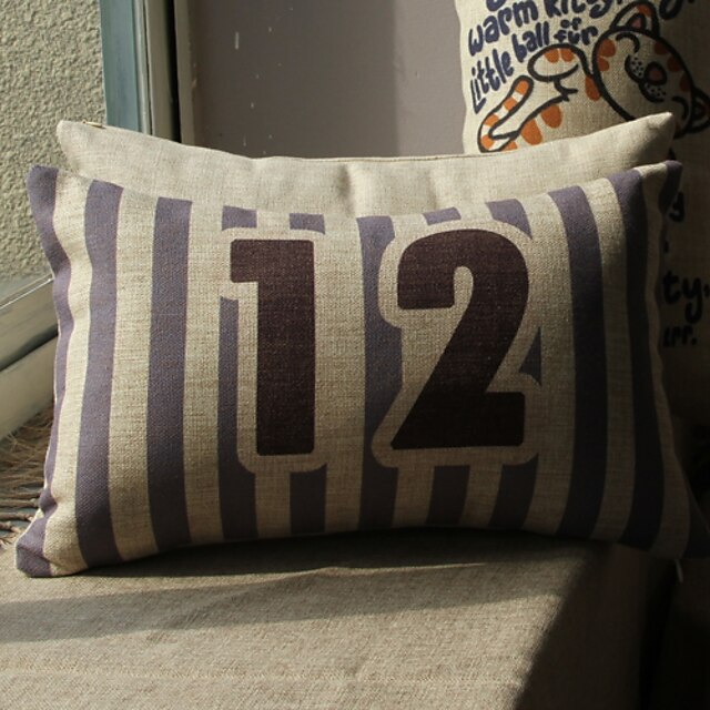  1 pcs Linen Pillow Cover, Striped Modern/Contemporary