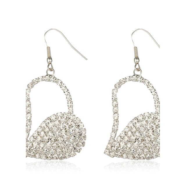  Elegant Alloy with Shining Crystal Heart Design Drop Earrings(Length*Width 55*30 mm)
