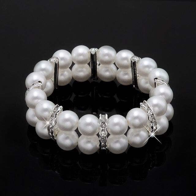  Ladies' Imitation Pearl/Rhinestone Strand In Silver Alloy Elegant Style