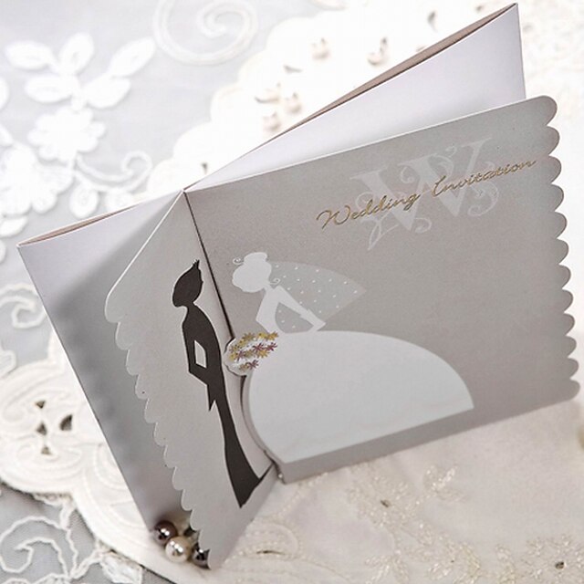  Double Gate-Fold Wedding Invitations Invitation Cards Modern Style / Fairytale Theme / Bride & Groom Style Pearl Paper 6