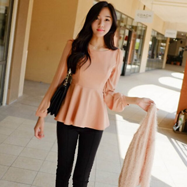  Naisten Solid Peplum Top