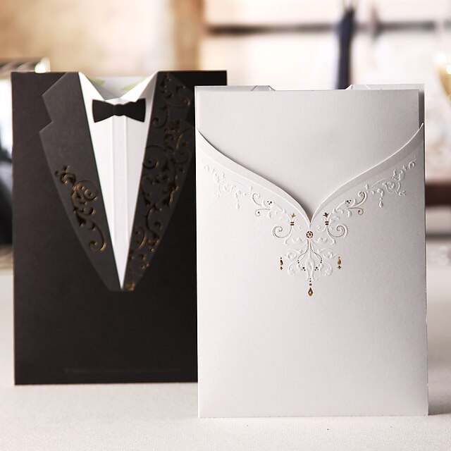  Format Enveloppe & Poche Invitations de mariage Cartes d'invitation Style classique Papier durci 18.4*12.8cm