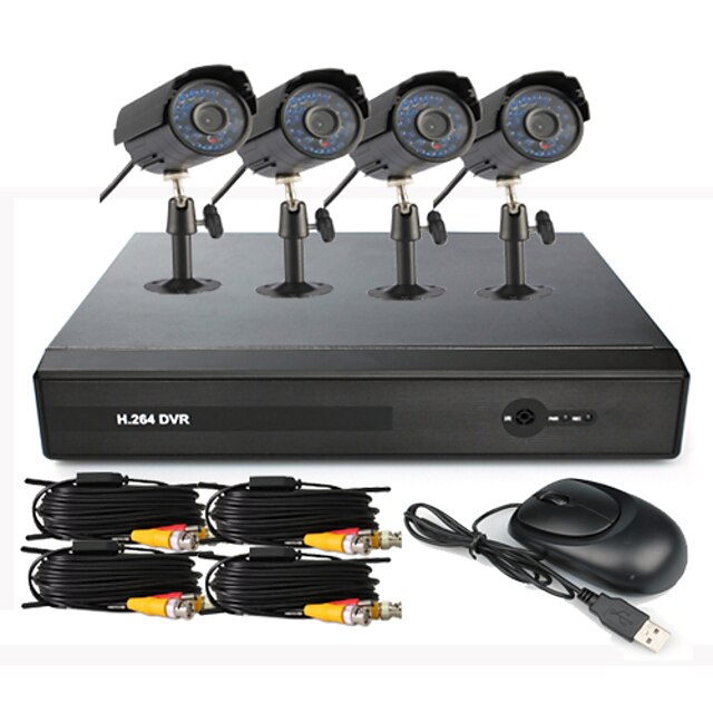  4 canales CCTV DVR System (UPNP, 4 Cámara impermeable al aire libre)