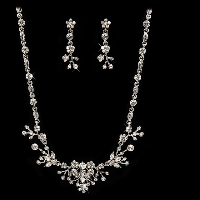  Shining Czech Rhinestones Alloy Plated Wedding Bridal Necklace And Earrings Jewelry Set