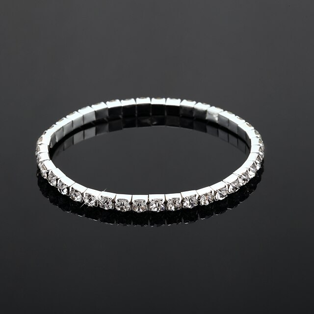  Clear Tennis Alloy Bracelet Jewelry Silver For Wedding Party Gift