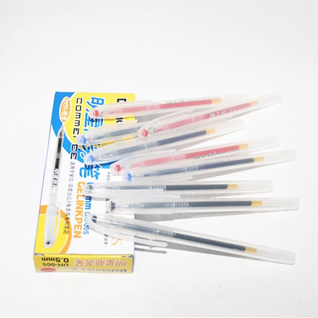  Business Transparent Plastic Gel Pen(12 PCS Assorted Color)