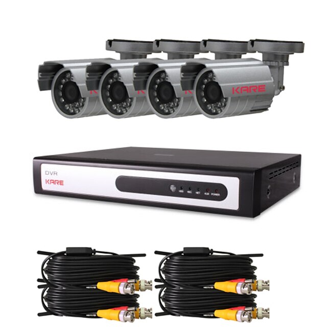  CCTV DVR Kit med 4stk 420TVL 1/4 