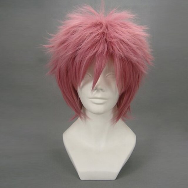  Fairy Tail Natsu Dragneel Cosplay Wigs Men's 12 inch Heat Resistant Fiber Anime Wig