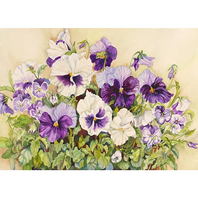  ジョアン·ポーターアート花白と紫のパンジーをプリント