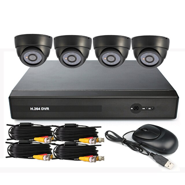  4 Channel CCTV DVR System (UPNP, 4 Innendørs kamera)
