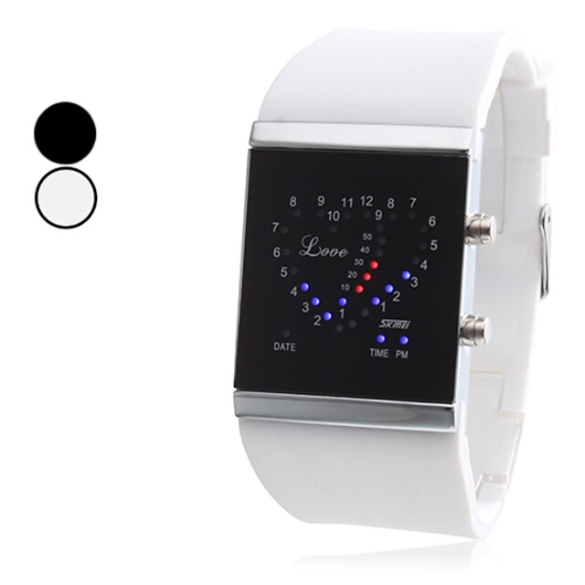  Herre Sportsur Unik Creative Watch Digital LED Gummi Bånd Sort Hvid Brand