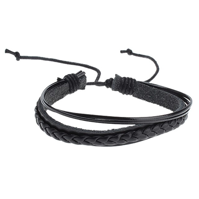  Men's Chain Bracelet Leather Bracelet Unique Design Fashion Leather Bracelet Jewelry Black For Christmas Gifts Sports