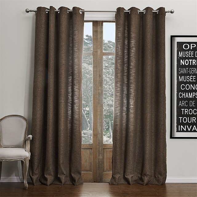  Curtains Drapes Living Room Solid Colored Polyester / Cotton Blend / Faux Linen