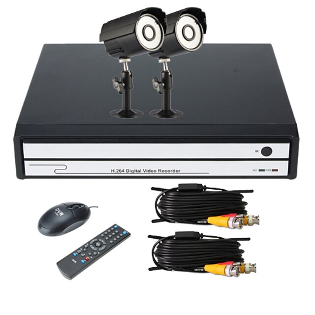  Hjem & Business Security Monitoring 4 Channel DVR med 2 Udendørs kamera