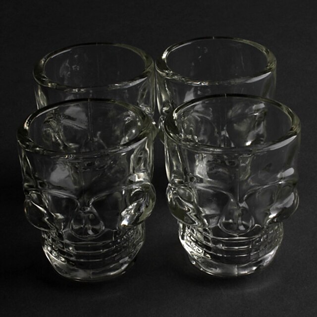  Cool Skull 2.5oz Whiskey Beer Shot Glass (4-Pack)