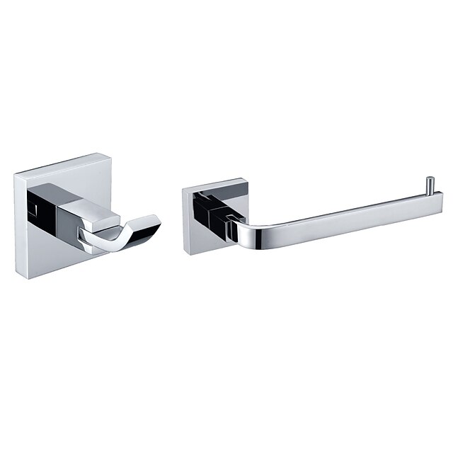  Bathroom Accessory Set Contemporary Brass 2pcs - Hotel bath Toilet Paper Holders / Robe Hook