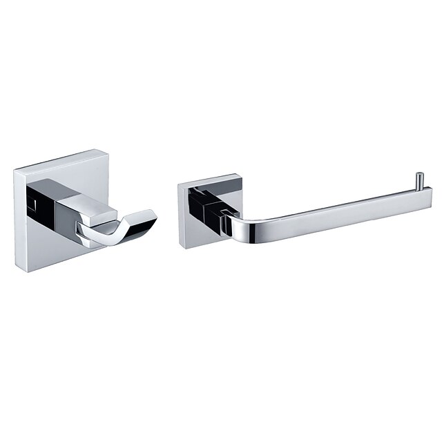 Bathroom Accessory Set Contemporary Brass 2pcs - Hotel bath Toilet Paper Holders / Robe Hook4