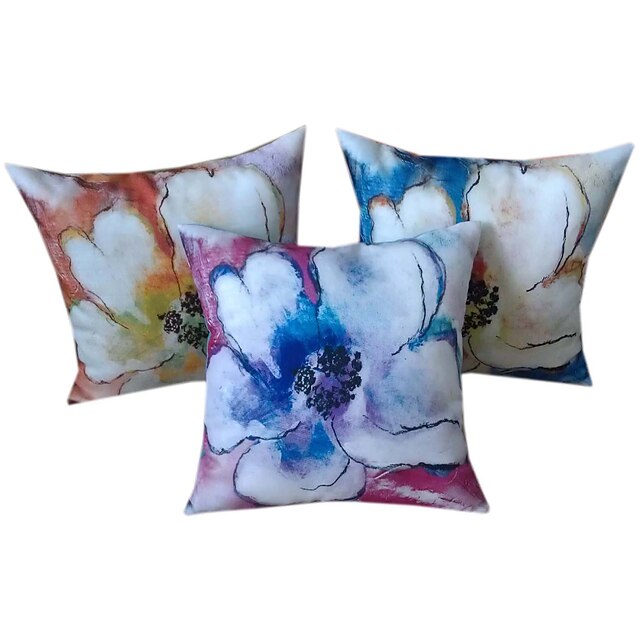 3 pcs Polyester Pillow Cover, Floral Retro