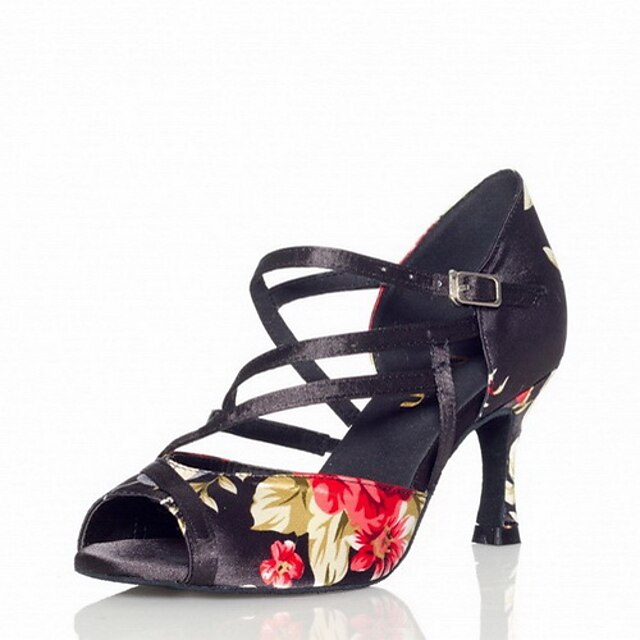  Pentru femei Pantofi Dans Latin / Sală Dans Satin Sandale Cataramă Toc Personalizat Personalizabili Pantofi de dans / Piele de Căprioară