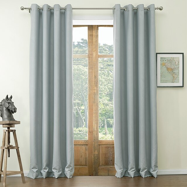  Blackout Curtains Drapes Solid Colored Polyester Embossed