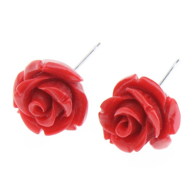  Women's Stud Earrings Roses Flower Ladies Stainless Steel Earrings Jewelry White / Yellow / Red For Daily