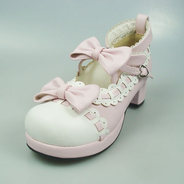  Lolita Shoes Sweet Lolita Princess High Heel Shoes Bowknot 5 CM Pink For PU Leather/Polyurethane Leather