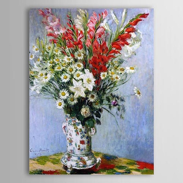  Híres olajfestmény csokor gladiolas, Liliom és Daisies Claude Monet