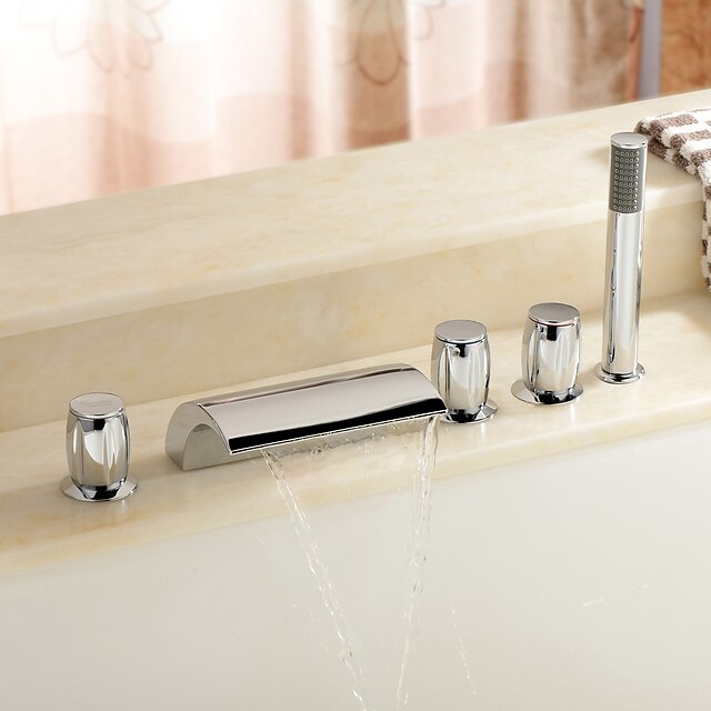  Strö ® från lightinthebox - mässing vattenfall badkar med handdusch (tre handtag)