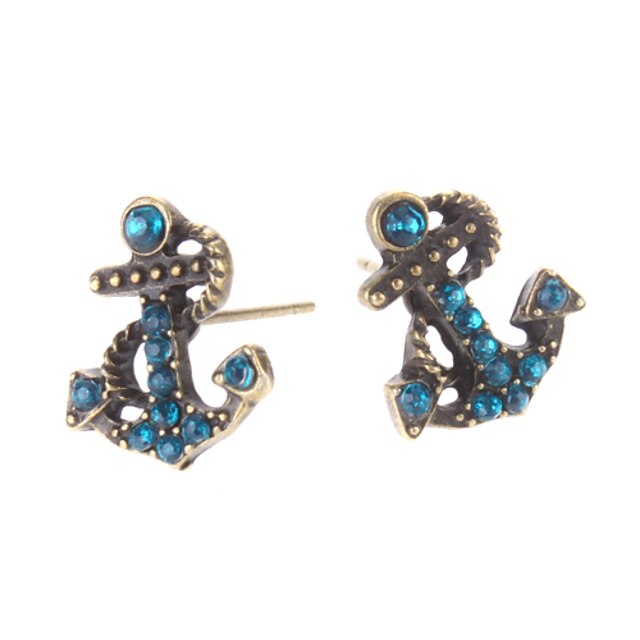  Women's Stud Earrings Luxury Imitation Diamond Alloy Anchor Jewelry Daily