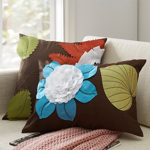 conjunto de 2 moderno floral poliéster fronha decorativa patchwork