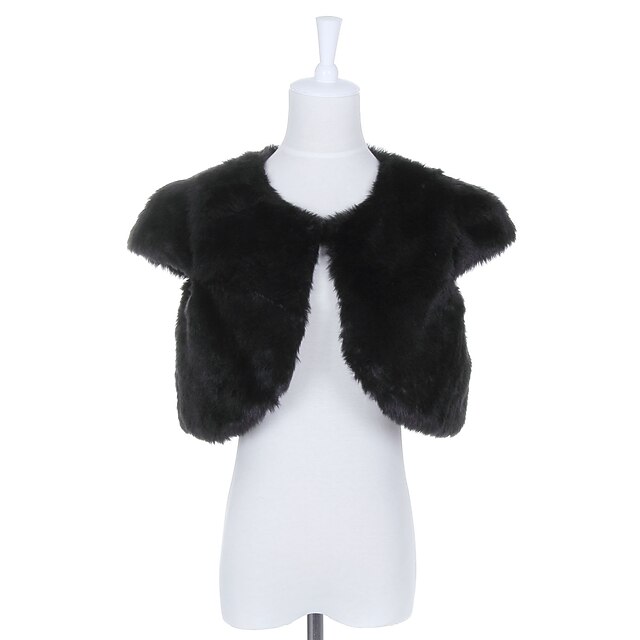  Collarless Faux Fur Casual/Party Jacket