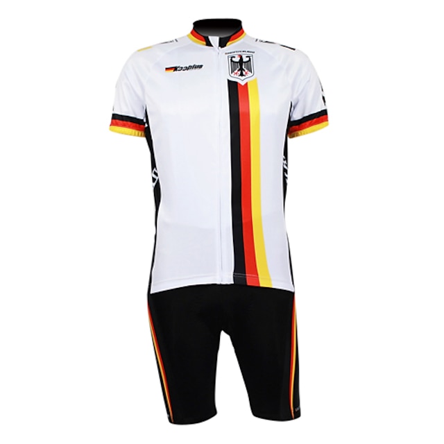  Men's Cycling Jersey with Shorts Half Sleeve Bike Clothing Suit with 3 Rear Pockets Mountain Bike MTB Road Bike Cycling Breathable Waterproof Zipper Back Pocket White Germany Champion National Flag