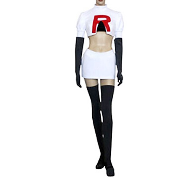  Inspiriert von Pocket Little Monster Team Rocket James Video Spiel Cosplay Kostüme Cosplay Kostüme Solide Kurzarm Top Rock Handschuh Kostüme / Strümpfe / Strümpfe