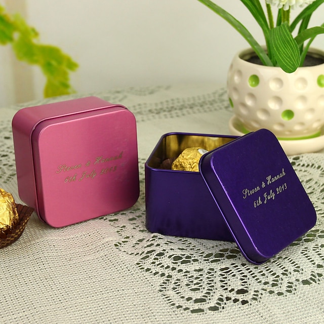  Personalized Cuboid Favor Tin - Set of 12 (More Colors)