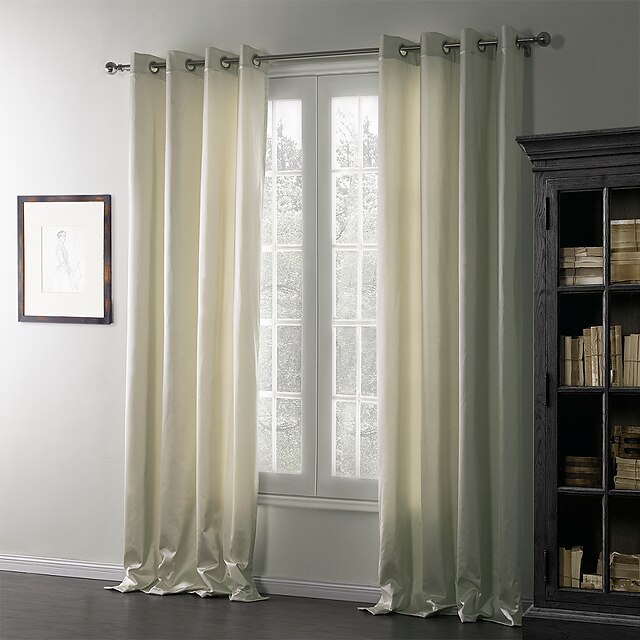 Two Panels Curtain Modern , Solid Linen/Cotton Blend Linen / Cotton Blend Material Curtains Drapes Home Decoration For Window
