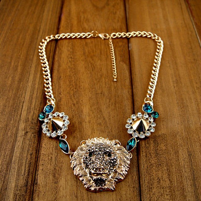  Dámská móda Luxusní Lví hlavy nýtu přívěskem náhrdelník