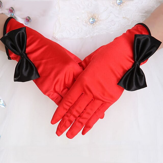  Satin Fingertips Moda na rękę Długość ślubne / Evening Gloves z kokardą (Więcej kolorów)