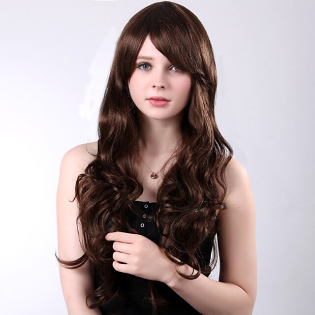  Synteettiset peruukit Kihara Tyyli Kerroksittainen leikkaus Suojuksettomat Peruukki Synteettiset hiukset 25 inch Naisten Peruukki