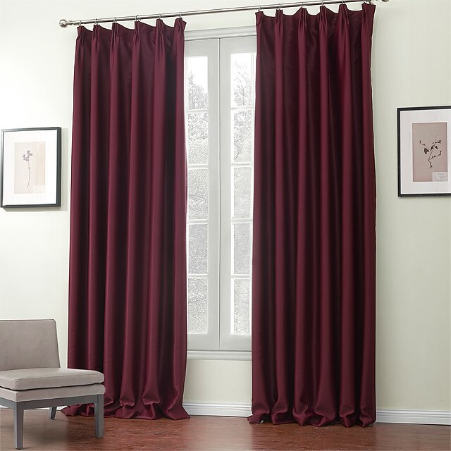  Two Panels Curtain Modern , Solid Polyester Material Blackout Curtains Drapes Home Decoration For Window